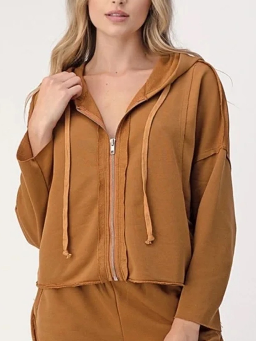 Dance & Marvel Ginger Zip Front cropped Hoodie size S